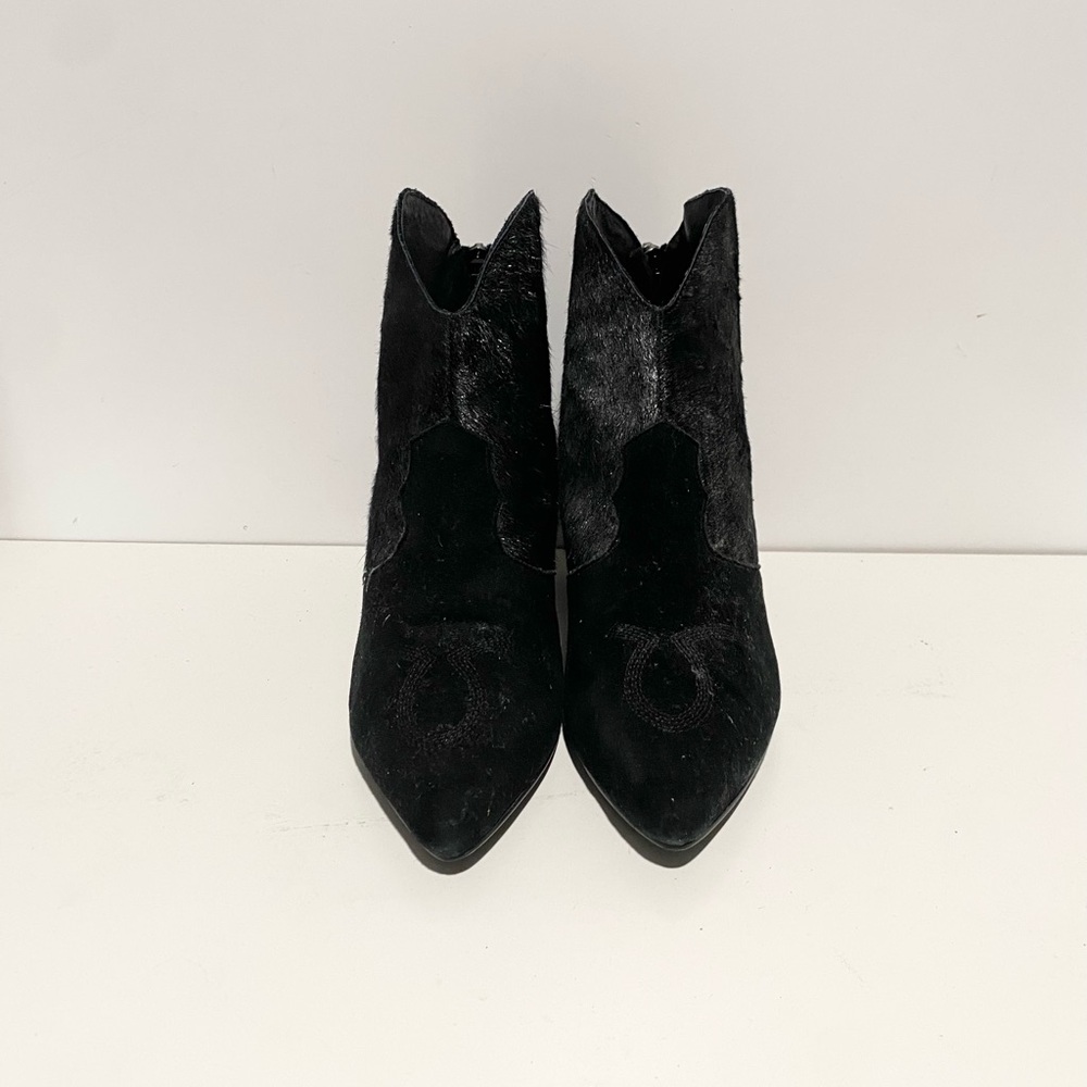 Lola Cruz Jewel Shoes Ivy Leather Fur Booties Ankle‎ 38 Black - Picture 8 of 10